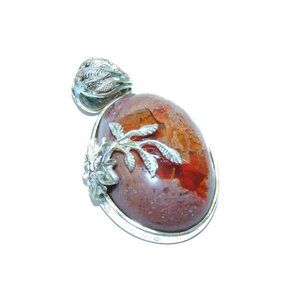 Dragons Breath Mexican Fire Opal Sterling Silver Pendant